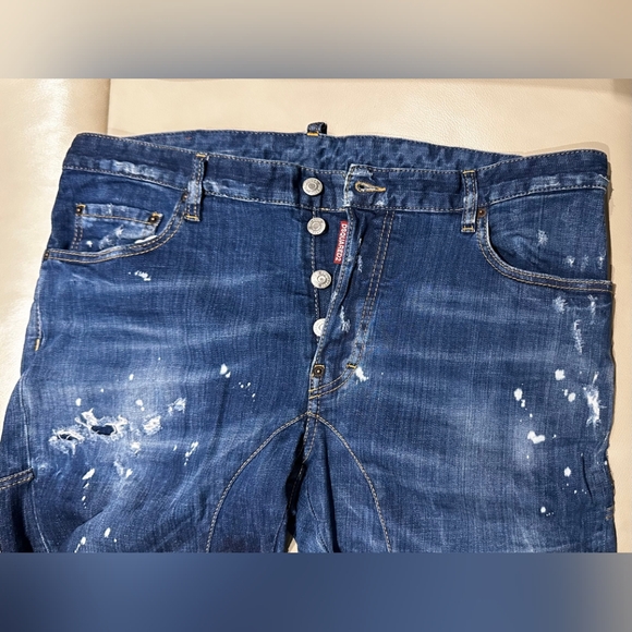 DSQUARED2 🇨🇦 Tidy Biker Painted Jeans - Fits 40" Waist, Blue - Picture 3 of 6